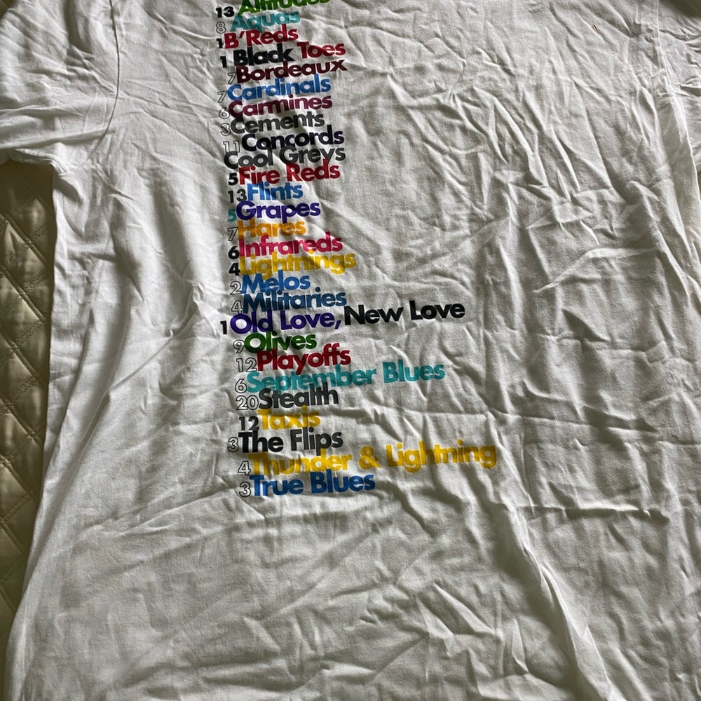 Jordan White Graphic T-Shirt with Colorful Text